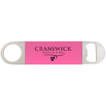 GFT1276 Personalized Pink silicone grip bottle opener — laser engraved custom design