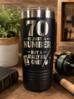 Custom laser engraved 20oz Polar Camel tumbler – 70th birthday milestone gift
