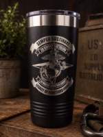 Personalized Polar Camel tumbler with Marine battalion laser engraved design