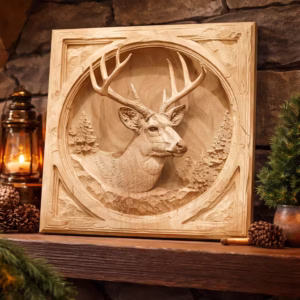 3D Illusion Engraving (Buck In Stone Frame)
