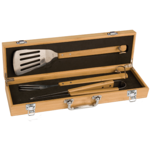 Bamboo BBQ tool set in case