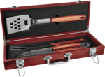 BBQ tool set in rosewood case
