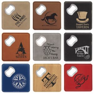 Leatherette coaster with bottle opener 9 colors