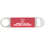 Bottle opener with red silicone grip