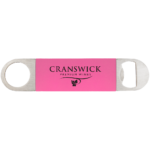 Bottle opener with pink silicone grip