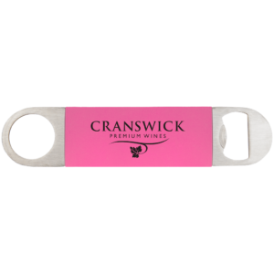 Bottle opener with pink silicone grip