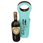 Teal Leatherett Wine Carrier with Bottles