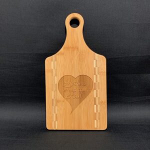 Bamboo inlay cutting board with handle