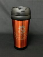 metallic orange enamel travel mug without handle