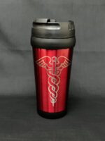 metallic red enamel travel mug without handle